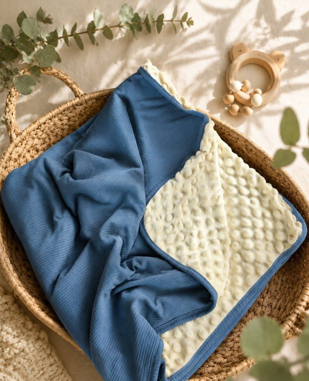 Moonlit Tide Ribbed 35x35 Travel Blanket