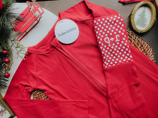 Peppermint Pop Ribbed Zippered Romper