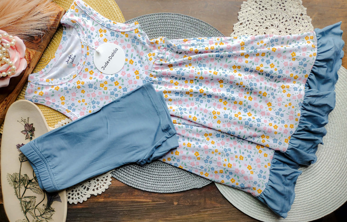 Floral Haze Tank Twirl+Solid Bikers