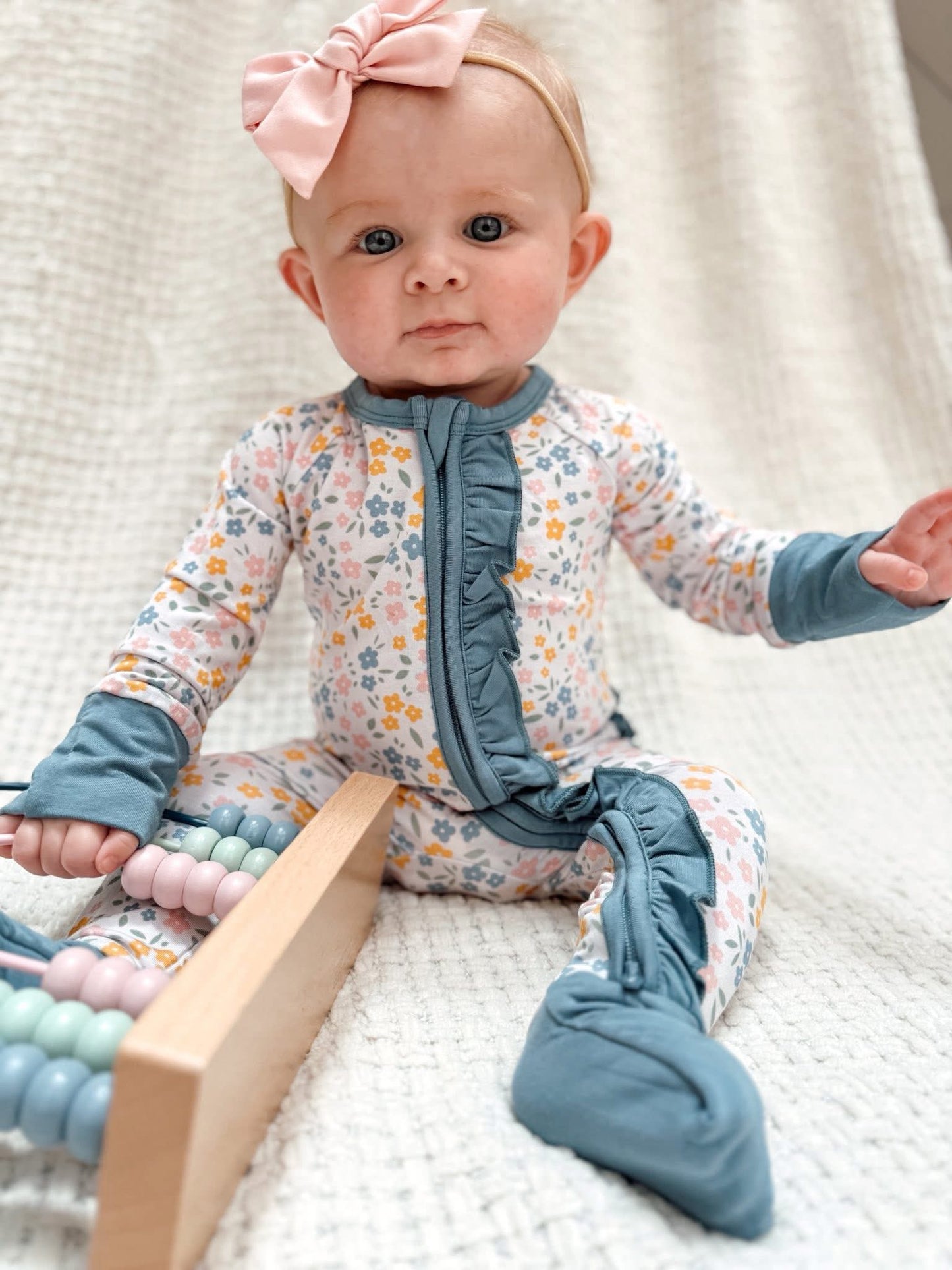 *PREORDER* Floral Haze Ruffle Bum Zippered Romper