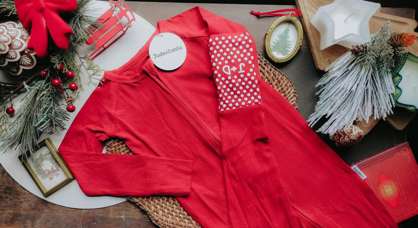 Peppermint Pop Ribbed Zippered Romper