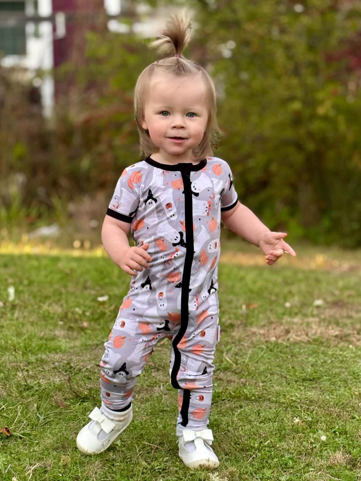 Let’s Go Ghouls Short Sleeve Zippered Romper