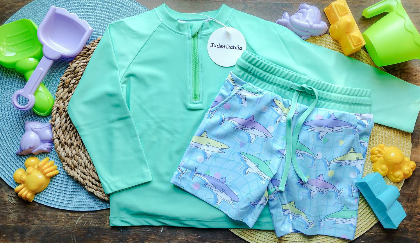 Retro Reef Trunks+Rash Guard