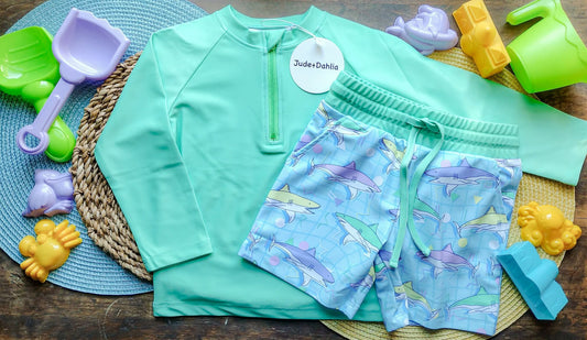 Retro Reef Trunks+Rash Guard